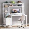 Vynxaria 55¡± Computer Desk with Hutch, 2 Drawers & Open Shelves ¨C Modern Home Office Storage Workstation - 3 of 4
