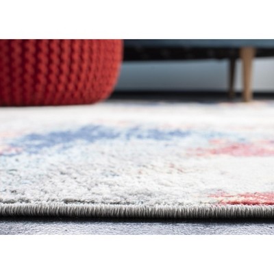 Jasper 8' x 10' Grey and Red Abstract Synthetic Rug