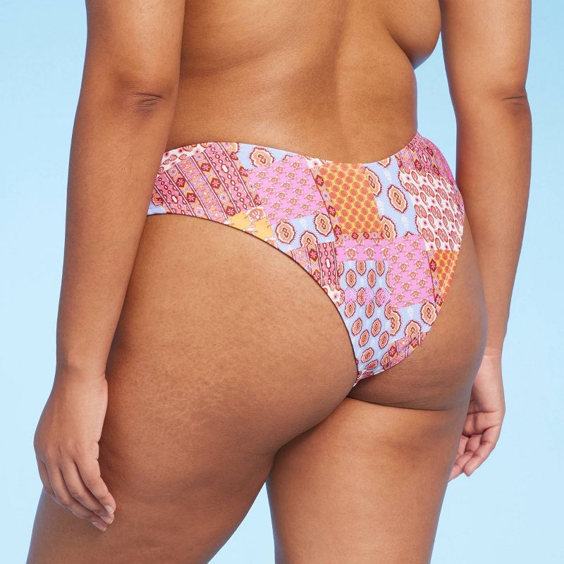Women's Patchwork Print Ultra High Leg Ultra Cheeky Tanga Bikini Bottom - Wild Fable™ Multi, 6 of 7