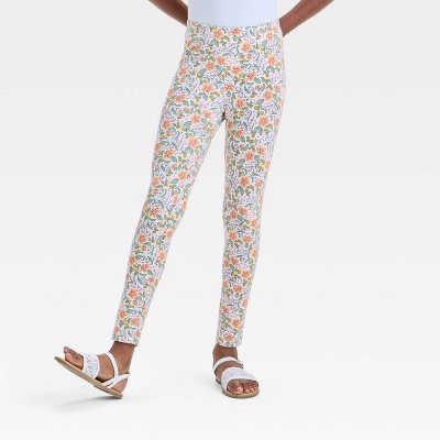 Girls' Floral Leggings - Cat & Jack™ Cream