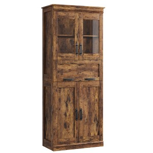 GustoWave Storage Cabinet with Doors and Shelves, Tall Bathroom Cabinet with Drawer, Freestanding Floor Pantry Cabinet, for Laundry Room, Kitchen - 1 of 4