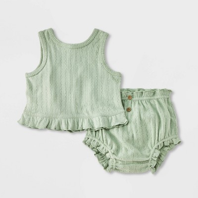 Baby Girls' Pointelle Knit Tank Top & Bloomer Set - Cloud Island™ Green