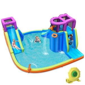 Costway 6 in 1 Inflatable Dual Slide Water Park Climbing Bouncer - 1 of 4