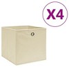 vidaXL 4-Piece Set of Non-Woven Fabric Storage Boxes - Modern Cream-Colored Foldable Organizer Bins for Wardrobe - 11"x11"x11" - 2 of 4