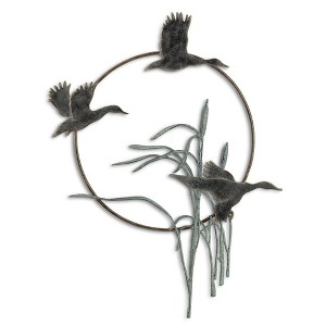 SPI Home Duck Trio Garden Wall Hanging – 40.5" Tall Bronze Metal Flying Duck Silhouette for Indoor or Outdoor Rustic Wall Décor - 1 of 3