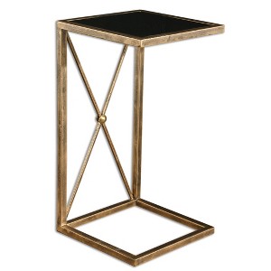 Uttermost Zafina Round Gold and Black Glass Accent Table - 1 of 4