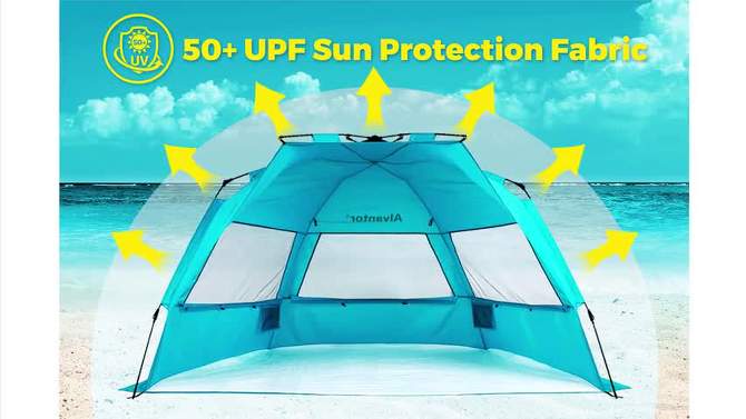 Alvantor Outdoor Automatic Pop-Up Sun Shade Canopy 3 People Beach Shelter Tent Turquoise, 2 of 11, play video