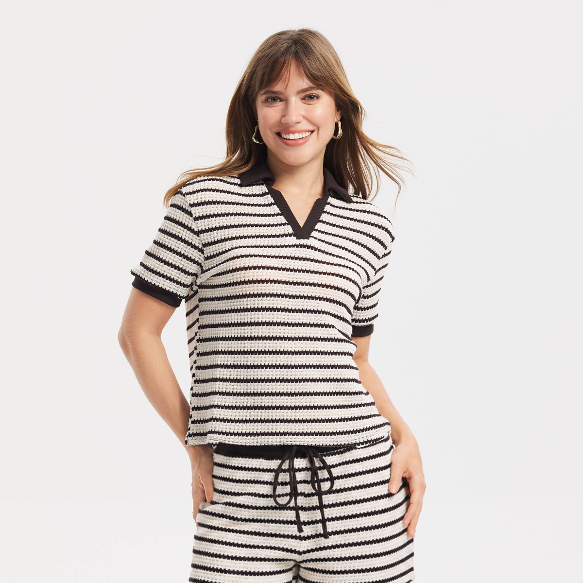 Women's Short Sleeve Knit Polo Collar Top - A New Day™