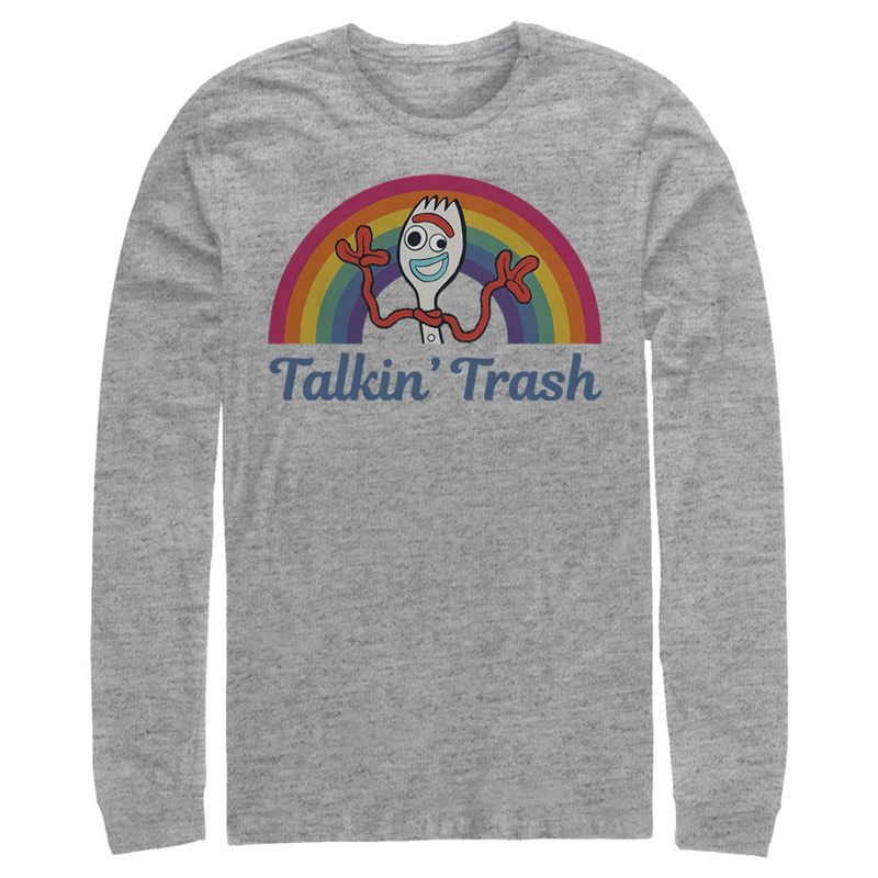 Men's Toy Story Forky Talkin' Trash Rainbow Long Sleeve Shirt, 1 of 4