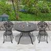 3-Piece Patio Set: Round Table & 2 Chairs - Cast Aluminum, All-Weather/Umbrella Hole & Adjustable Legs for Balcony/Backyard - 2 of 4