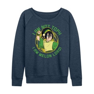 Women's - Avatar: The Last Airbender - Toph Melon Lord Lightweight French Terry Wide Neck Long Sleeve Shirt - 1 of 4