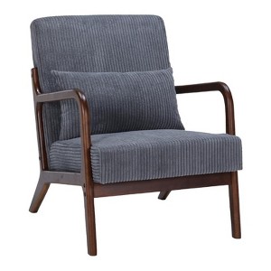 Vynxaria Antique Dark Gray Mid Century Modern Accent Arm Chair Set of 1 Dining Chair - 1 of 4