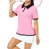 Clearlove Women's Zipper Golf Polo Shirts Short Sleeve Athletic Shirt with Collar Moisture Wicking - 3 of 4