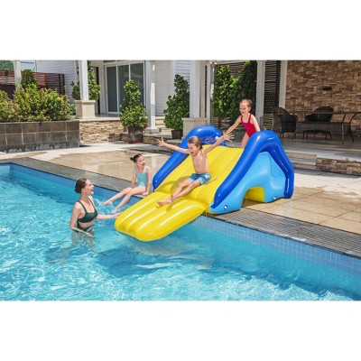 Giant Yellow and Blue PVC Inflatable Pool Water Slide with Sprinkler