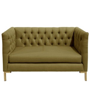 Jaclyn Settee Linen Olive - Cloth & Co, Green