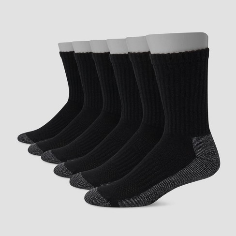 Hanes Men's Socks, X-Temp Performance Ankle Socks, 6-Pack 12-14 Black/Grey