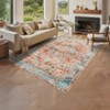 Vintage Area Rug - Distressed Medallion, Washable, Non Slip, Low Pile, Stain Resistant, for Bedroom Living Room - 3 of 4