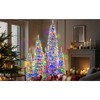Pre-Lit Pencil Christmas Trees Set of 3 with  LED Lights, Flocked Fir Slim Xmas Tree with Branch Tips, Holiday Decoration Tree - 3 of 4