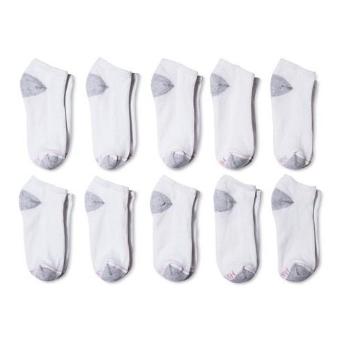 Hanes Women's Cushioned 10pk Low Cut Socks - White 5-9 : Target