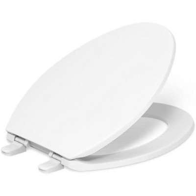 Attop Slow Close Toilet Seat, Elongated Toilet Seat, Grip-Tight Bumpers Quick-Attach Hardware, White
