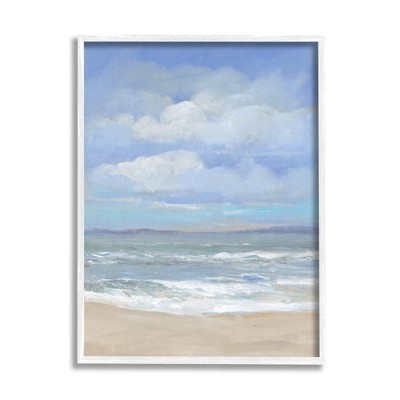 Stupell Industries Cloudy Ocean Bay Shoreline Framed Giclee