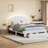 Gray Teddy Fleece Queen Size Upholstered Platform Bed Featuring a Drawer - 3 of 4