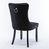 2 Pieces Black Tufted Solid Wood Contemporary Velvet Upholstered Dining Chair with Black Wood Legs and Nailhead Trim - 4 of 4