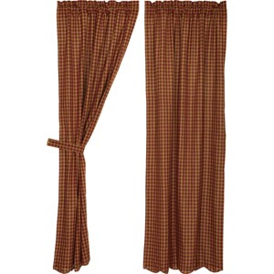 Burgundy Check Scalloped Panel Set of 2 84x40 - 1 of 4