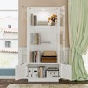 White Display Cabinet with Tempered Glass & Top Spotlight,Minimalist Bookcase,Collectibles Display & Storage,for Home Office/Study/Living Room - 4 of 4