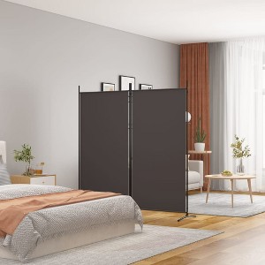 vidaXL Brown Fabric Foldable 2-Panel Room Divider - Perfect for Bedroom, Living Room, Office and Studio Spaces - 1 of 4
