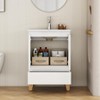 KTMBDW Bathroom Vanity with Ceramic Sink Combo, Freestanding Modern Bathroom Storage Vanity Cabinet with Soft Closing Doors & Drawers, White - 2 of 4