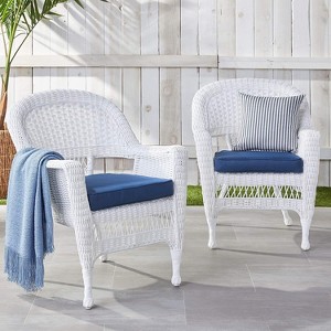 HomeStock Zen Zone Chair Set of 2, Durable Resin Wicker, Weather-Resistant with Cushions - 1 of 4