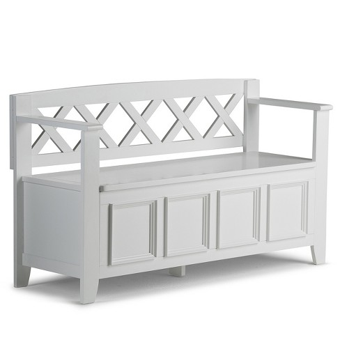 48 Halifax Solid Wood Entryway Storage Bench White Wyndenhall