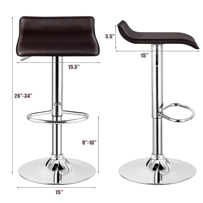 Tangkula 2-Piece Pub Swivel Barstool Height Adjustable Square Pub Chairs with Footrest, 3 of 6