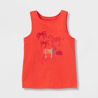 Toddler Girls' Rainbow Zebra Knit Graphic Tank Top - Cat & Jack™ Orange 