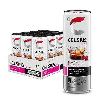 Celsius Sparkling Cherry Cola, Functional Essential Energy Drink 12 Fl Oz (Pack Of 12)