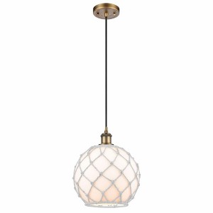 Farmhouse Rope - 1 Light Cord Hung Mini Pendant In Industrial Style-13 Inches Tall and 10 Inches Wide - 1 of 1