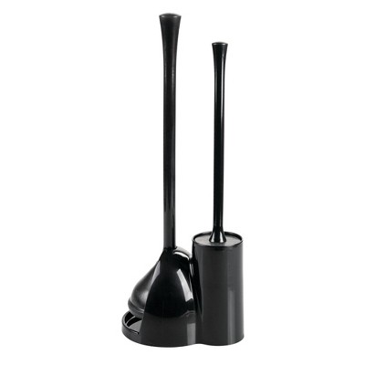 Una Slim Bowl Brush & Plunger Black - iDESIGN