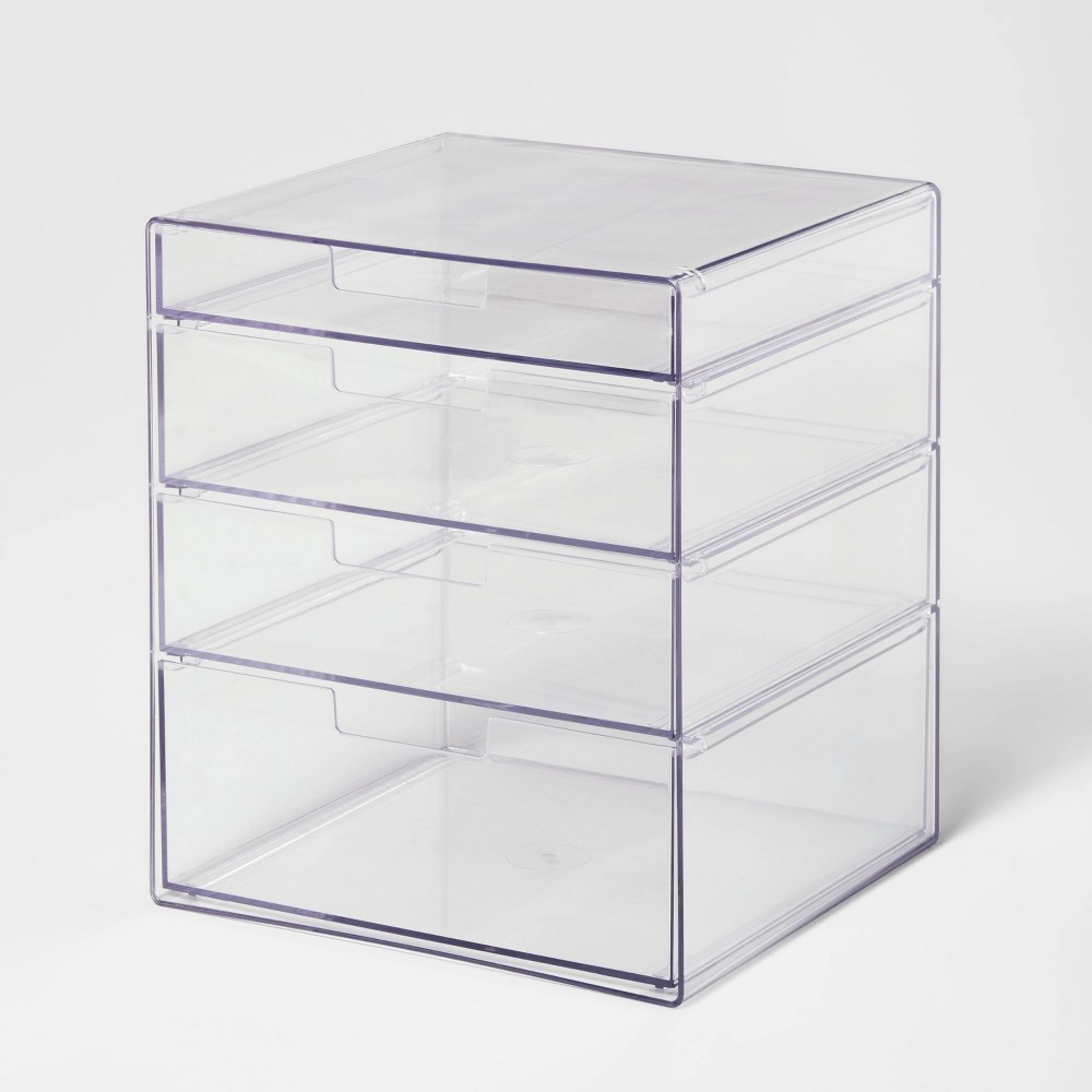 Photos - Other Bathroom Accessories 4 Drawer Stackable Countertop Organizer Clear - Brightroom™: Bathroom & Makeup Organizer, PETG Material, 8.02" Height