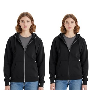 EG PRO Women's Hoodies Full Zip Hooded Sweatshirt Ultimate Cotton - 2 Pack - 1 of 4