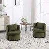 Modern Accent Chair, Round Manual Recliner Chair Sofa, 360-Degree Swivel Chair with Ottoman, Olive Swivel Chair with Storage Seatbase-Coolbibila - 3 of 4