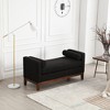TiramisuBest 53.5" Upholstered Bench with Wood Legs & Bolster Pillows – Elegant Ottoman for End of Bed, Bedroom, Living Room, Entryway (Black) - 4 of 4