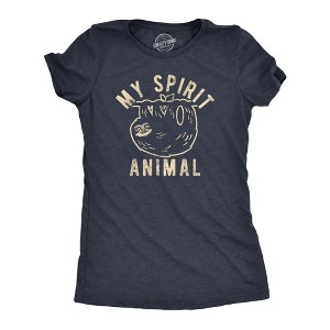 Womens My Spirit Animal: Sloth T Shirt Funny Lazy Slow Sarcastic Graphic Novelty Tee - Crazy Dog Women's T Shirt - 1 of 4