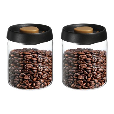 Unique Bargains Glass Airtight Vacuum Seal Coffee Bean Container 30oz