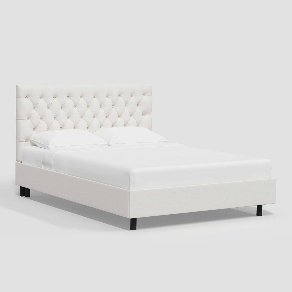 California King Shamir Platform Bed in Textured Linen Zuma White - Threshold™: Pine Frame, No Box Spring Needed -  88964823