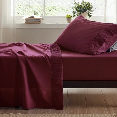 Bedsure | 3/4 Pcs Solid Embossed Soft Sheet & Pillowcase Bedding Set