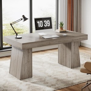 Tribesigns 55 Inches Home Office Executive Desk with Double Trapezoid Base - 1 of 4