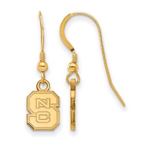 Black Bow Jewelry 14k Yellow Gold Plated Sterling Silver North Carolina State Wolfpack NCAA Dangle Earrings - 1 of 3