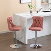 PAGED Bar Stools Set of 2 Height Adjustable Swivel Velvet Counter Stools with Button Tufted Back and Black Base for Bar, Kitchen - 2 of 4