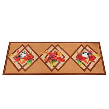 Collections Etc Skid Resistant Chickadee and Cardinal Runner Rug 20" x 48"